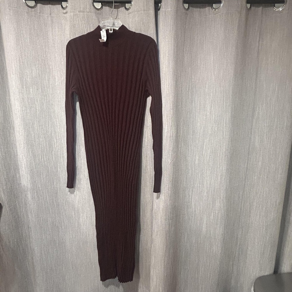 Gap Sweater Dress Womens XL Red Ribbed Knit Mock Neck Long Sleeve Bodycon Maxi